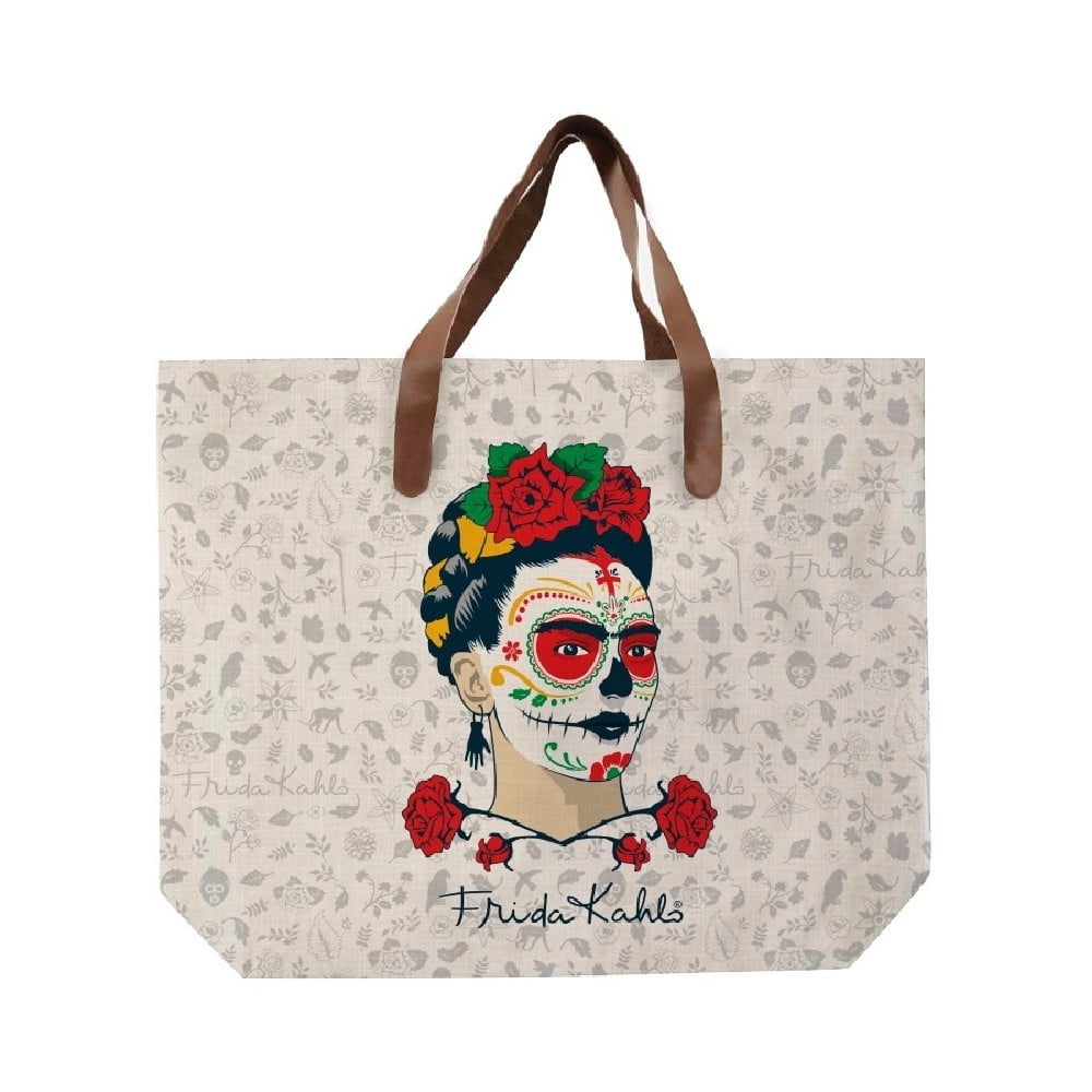 Frida Skull vászontáska műbőr pánttal