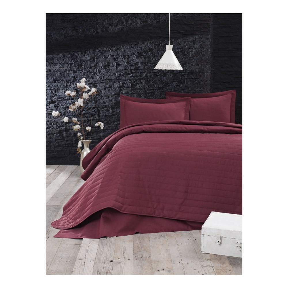 Monart sötétvörös steppelt könnyű ágytakaró