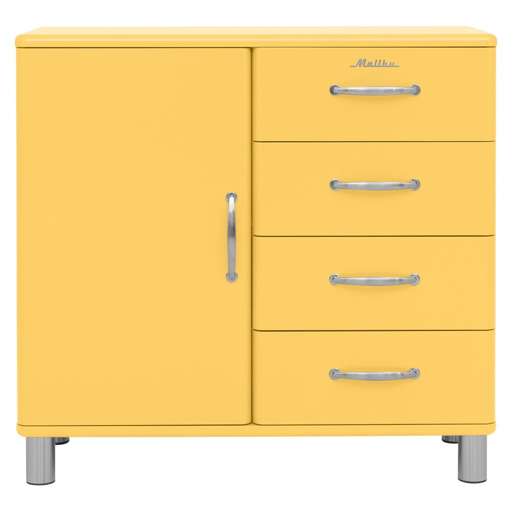 Sárga alacsony fiókos komód 98x92 cm Malibu - Tenzo