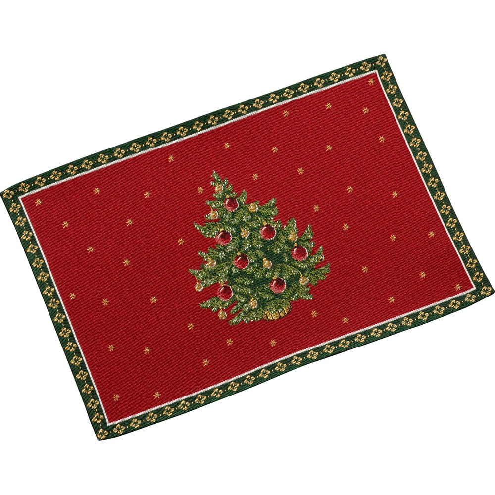 Tree piros pamut tányéralátét karácsonyi motívummal