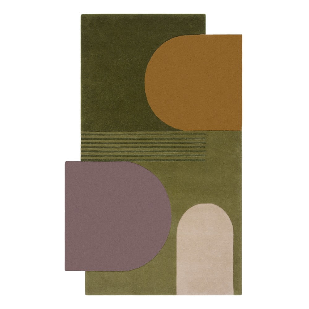 Zöld gyapjú szőnyeg 180x120 cm Lozenge - Flair Rugs