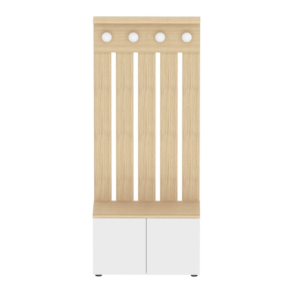 Fehér előszoba bútor tölgyfa dekorral Dot - TemaHome