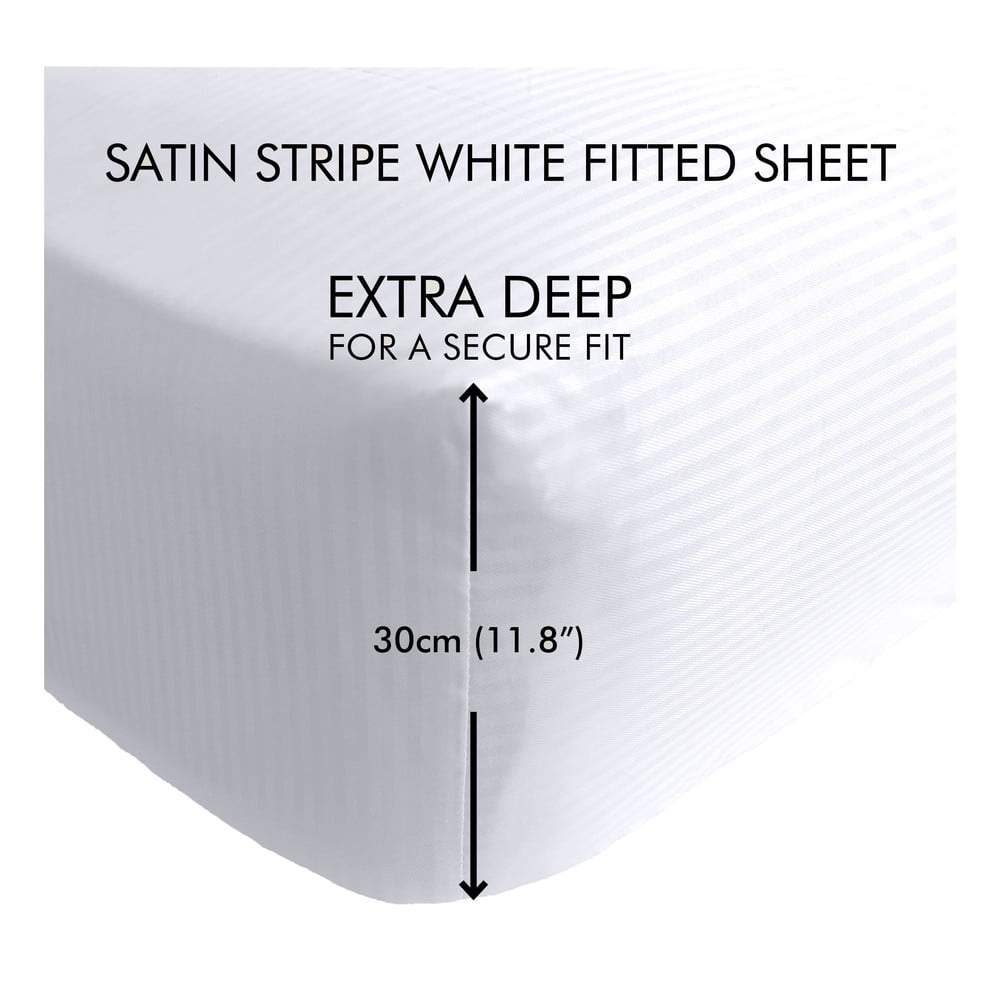 Fehér gumis lepedő 135x190 cm Satin Stripe - Catherine Lansfield