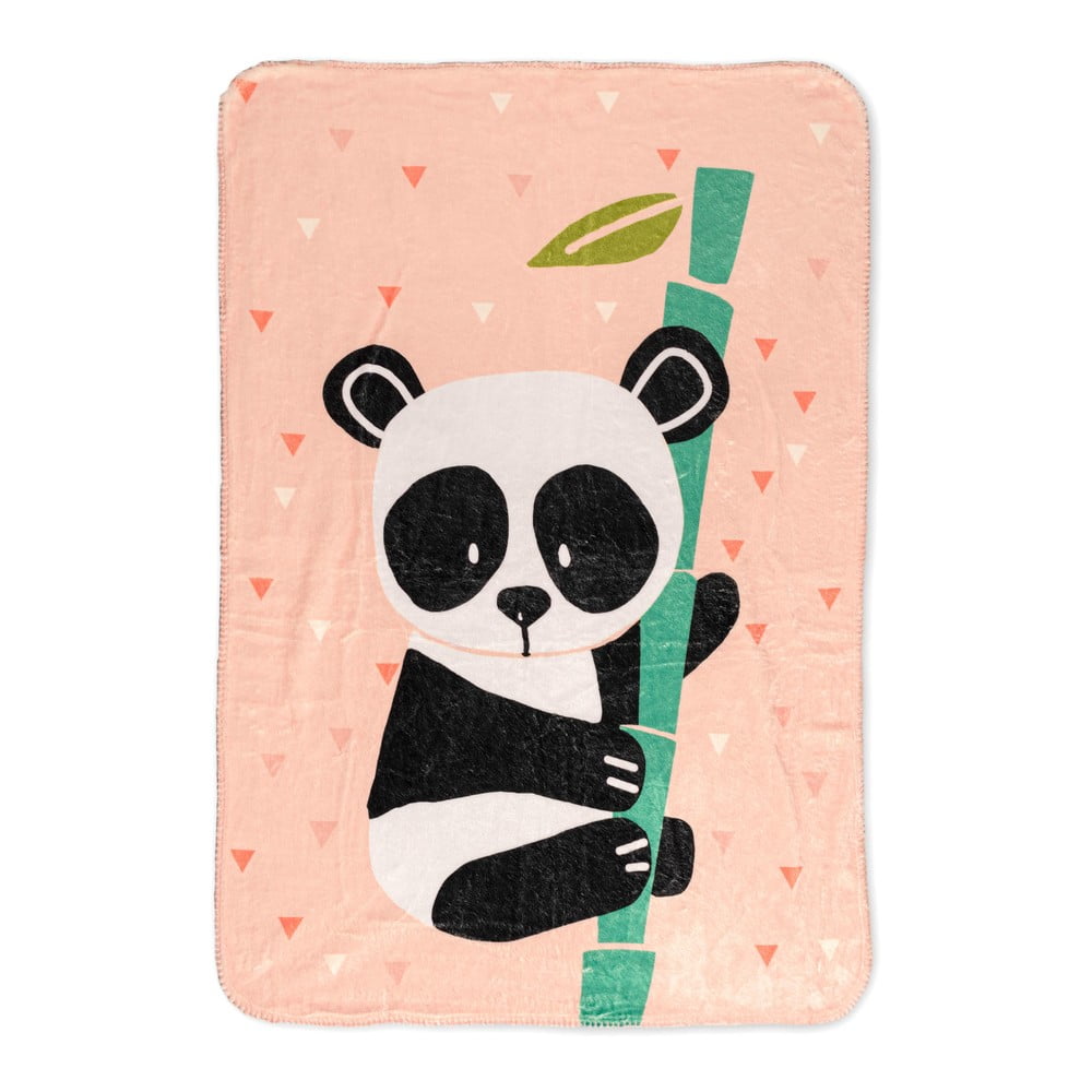 Világos rózsaszín mikroszálas gyerek takaró 140x110 cm Panda – Moshi Moshi