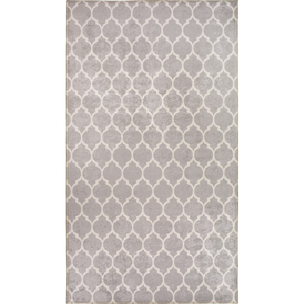 Világosszürke-krémszínű mosható szőnyeg 80x50 cm - Vitaus