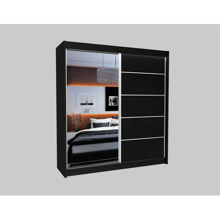 Makira Gardróbszekrény (200 cm) Fekete Furniture