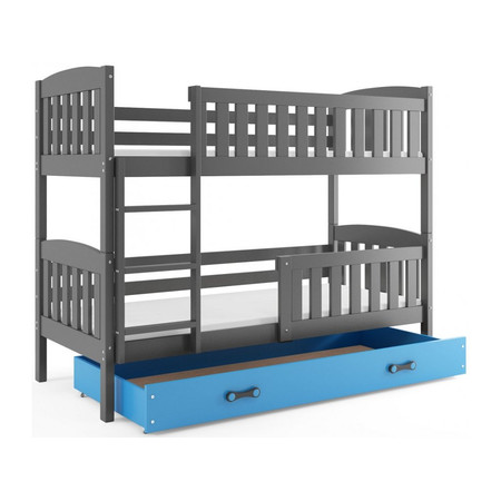 Gyerek emeletes ágy KUBUS tárolóhellyel 80x190 cm - grafit Kék BMS