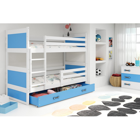 Gyerek emeletes ágy RICO 200x90 cm Kék Fehér BMS