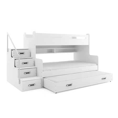 Gyermek emeletes ágy MAX III kihúzható ággyal 80x200 cm - fehér Fehér BMS