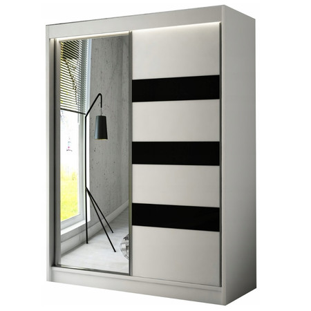 Lotse Gardróbszekrény (250 cm) Kézműves tölgy - Matt fehér Fekete Furniture