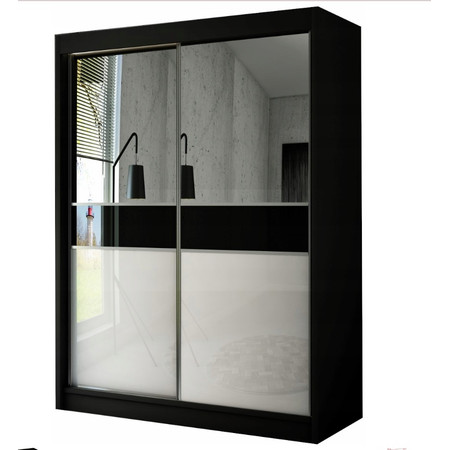 Tito Gardróbszekrény - 150 cm Vanília Fekete / matt Furniture