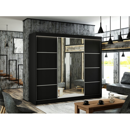 Pako Gardróbszekrény (250 cm) Fekete / matt Furniture