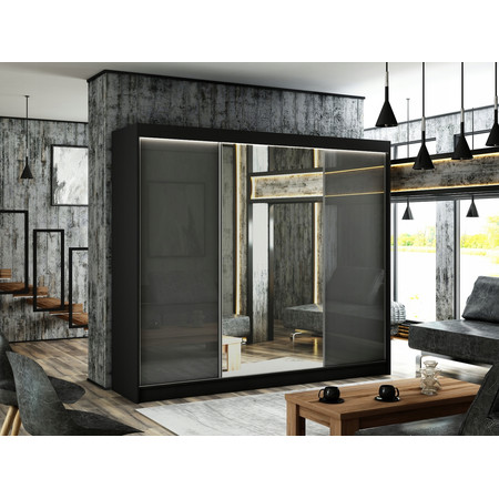 Velis Gardróbszekrény (250 cm) Fekete / matt Fekete Furniture