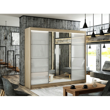 Velis Gardróbszekrény (250 cm) Sonoma tölgy Fehér Furniture