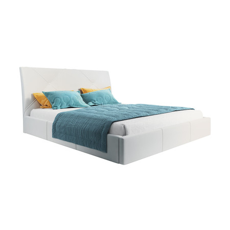 Kárpitozott ágy KARO mérete 180x200 cm Fehér műbőr TT-FURNITURE