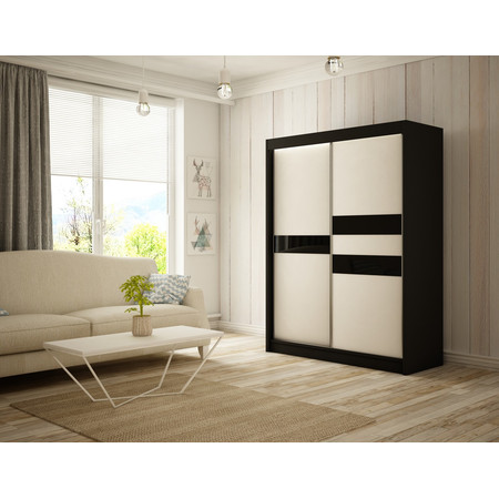 Arrow Gardróbszekrény - 200 cm Fekete matt / fehér matt Fekete Furniture