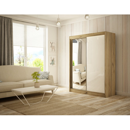 Velis Gardróbszekrény - 120 cm Kézműves tölgy Fehér Furniture