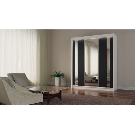Gracja Gardróbszekrény (240 cm) Fehér / Fekete Furniture