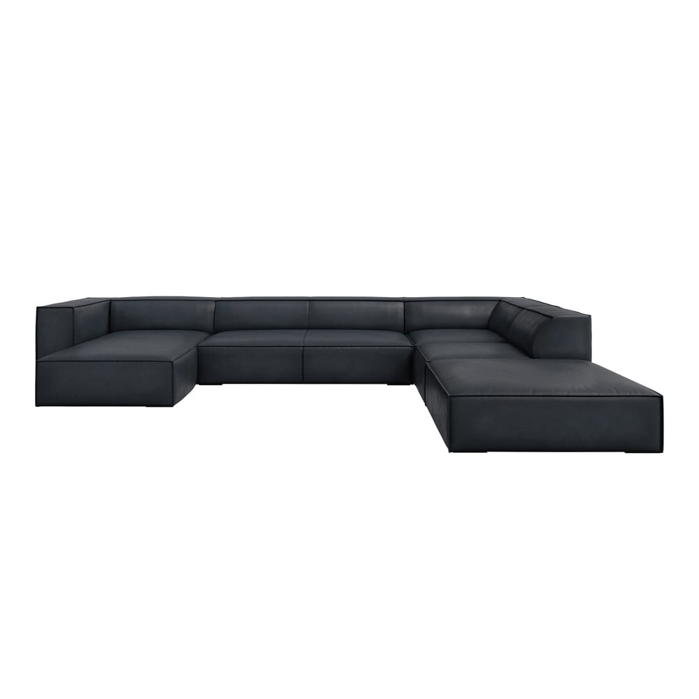 Fekete bőr sarokkanapé (jobb oldali) Madame – Windsor & Co Sofas