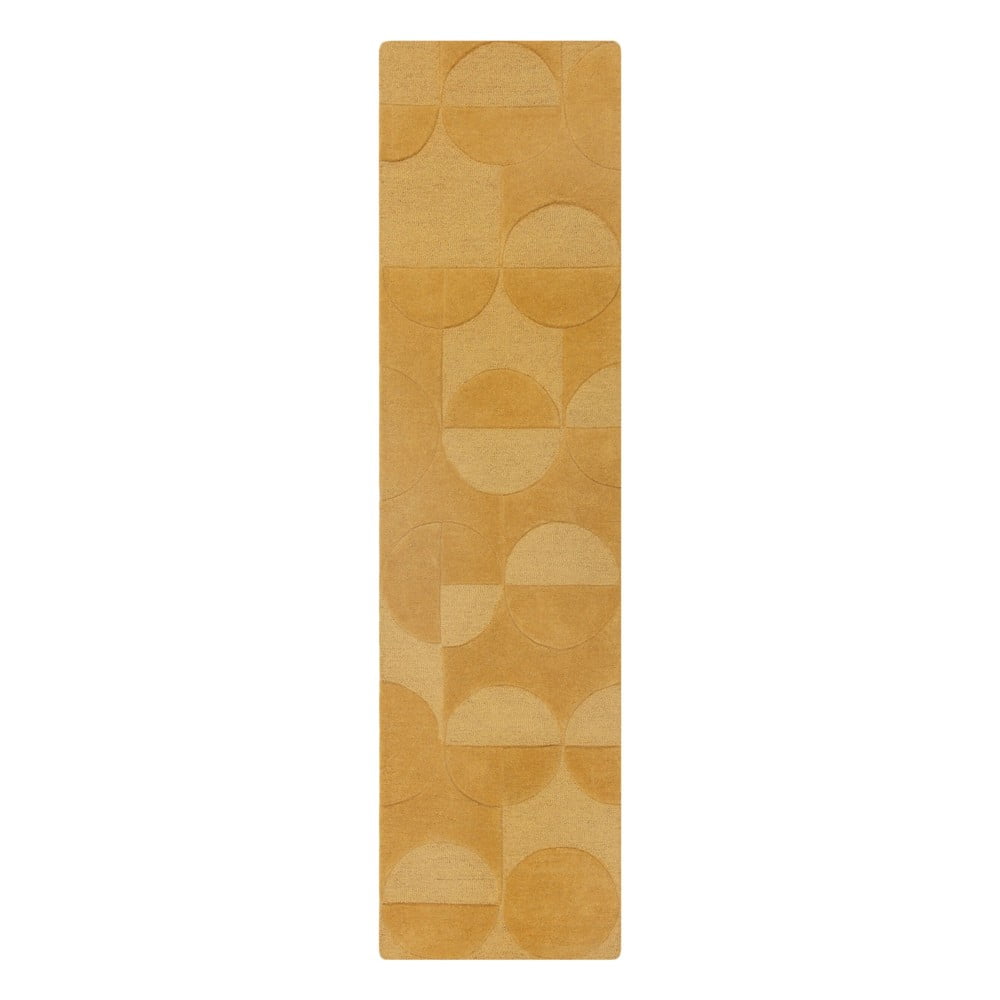 Okkersárga gyapjú futószőnyeg típusú szőnyeg 60x230 cm Gigi – Flair Rugs