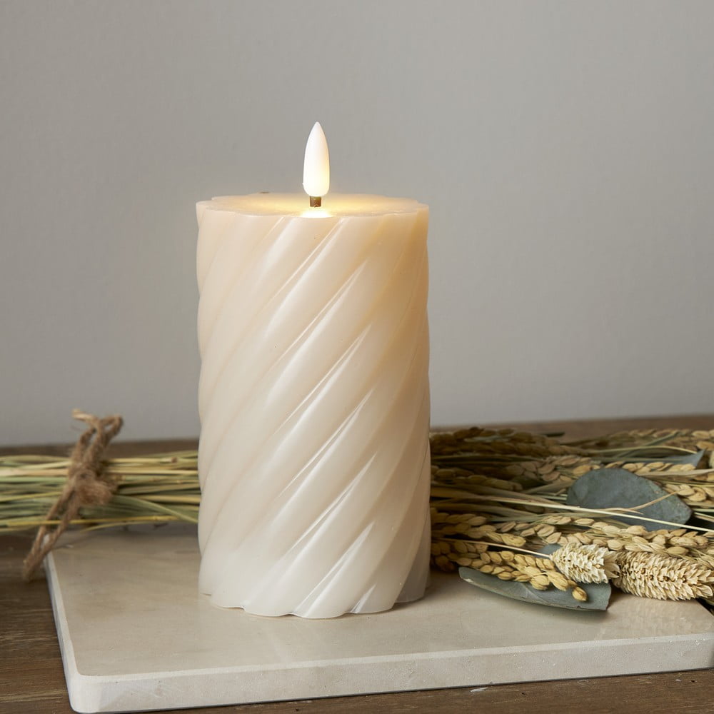 Flamme Swirl bézs LED viaszgyertya