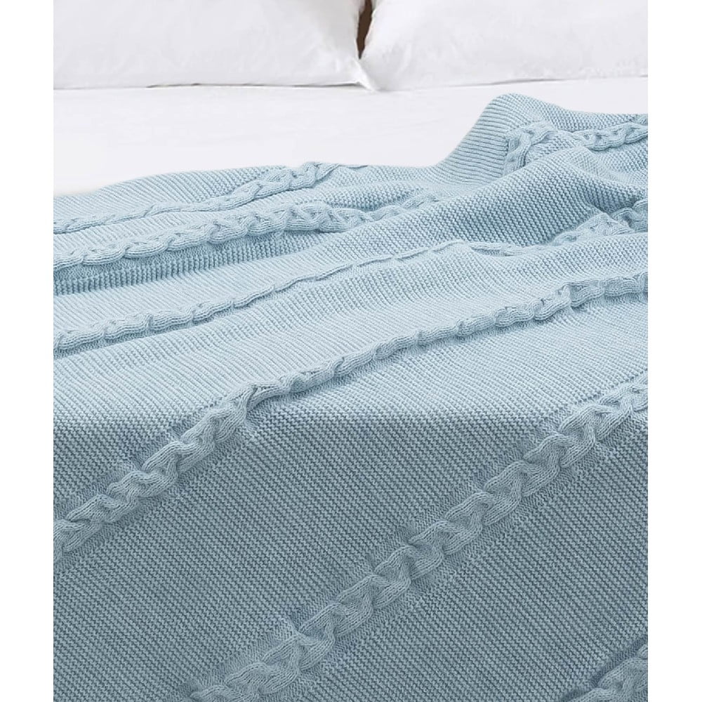 Kék pamut ágytakaró franciaágyra 200x220 cm Trenza – Oyo Concept