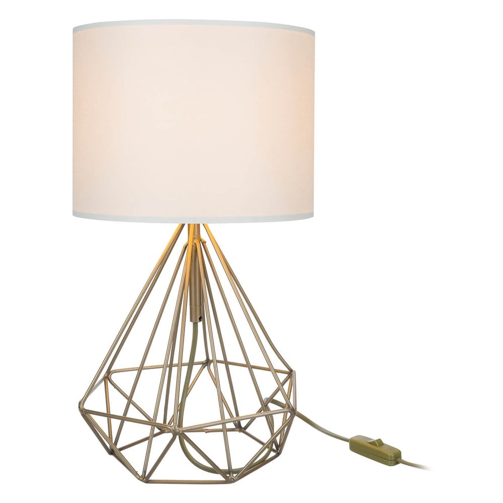 Krémszínű-aranyszínű asztali lámpa textil búrával (magasság 46