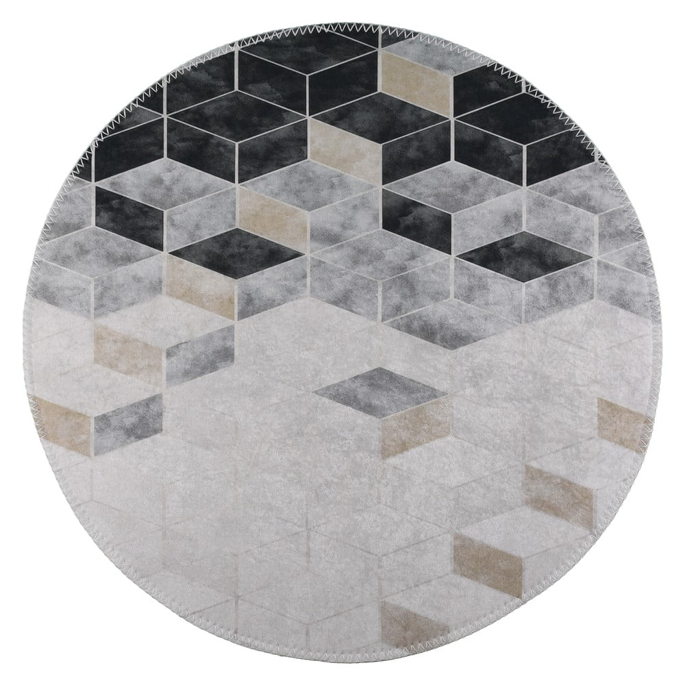Fehér-szürke mosható kerek szőnyeg ø 100 cm – Vitaus