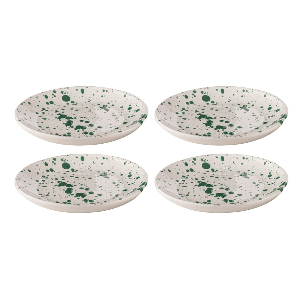 Fehér-zöld agyagkerámia desszertes  tányér készlet 4 db-os ø 18 cm Carnival – Ladelle