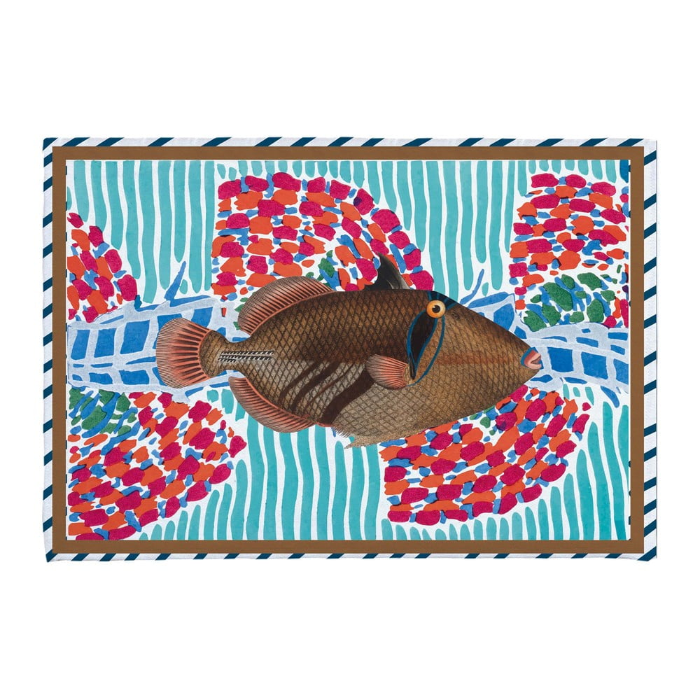 Türkiz fürdőszobai kilépő 40x60 cm Tufted Fish – Really Nice Things