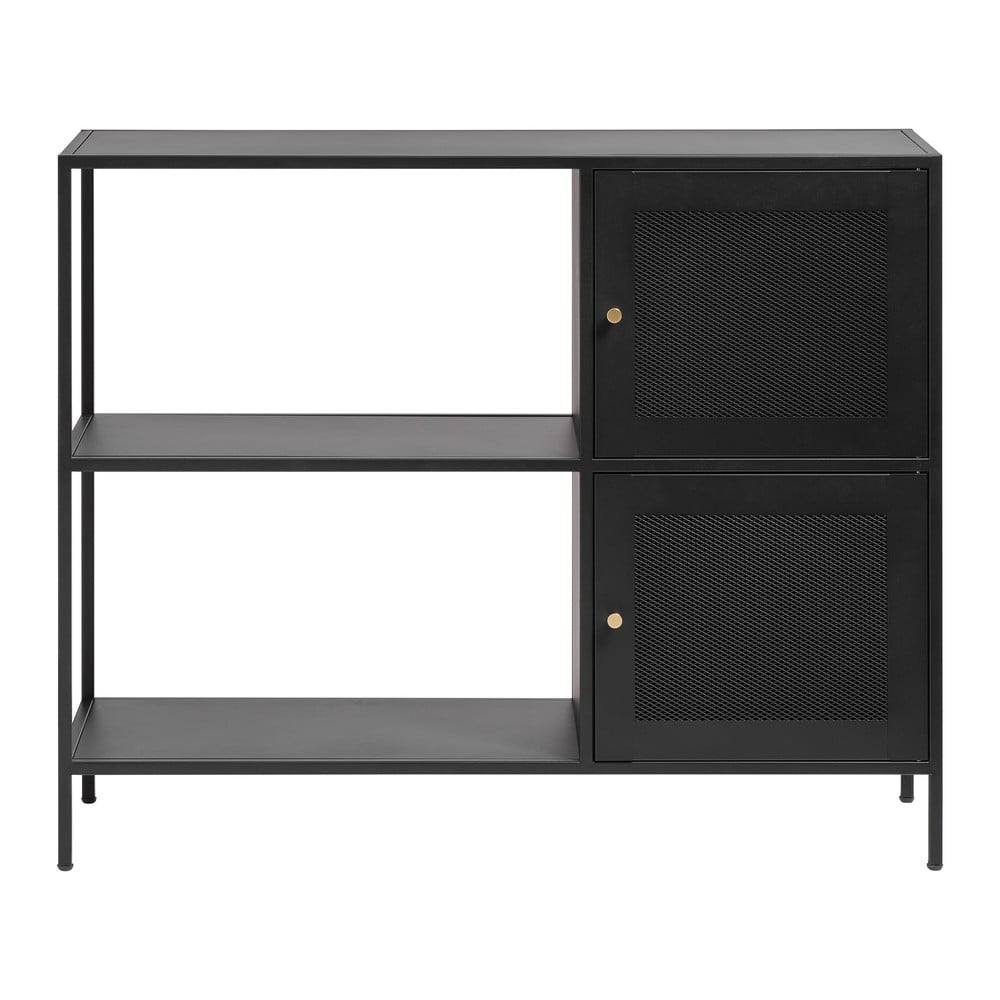 Fekete fém könyvespolc 100x81 cm Malibu – Unique Furniture