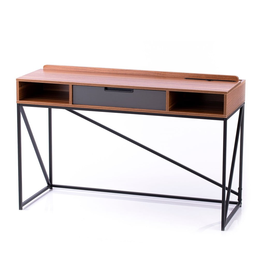 Íróasztal diófa dekoros asztallappal 48x120 cm Odel – Homede