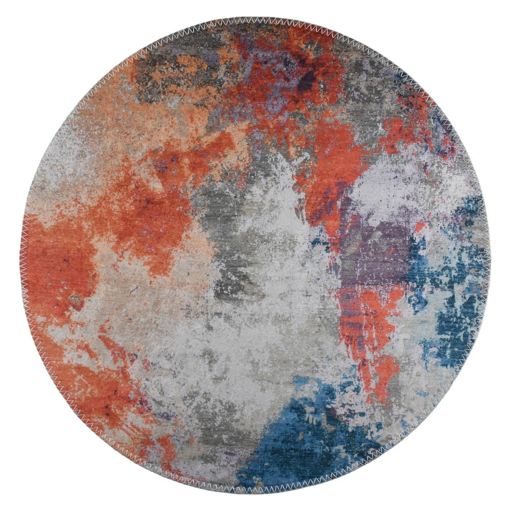Kék-narancssárga mosható kerek szőnyeg ø 120 cm – Vitaus
