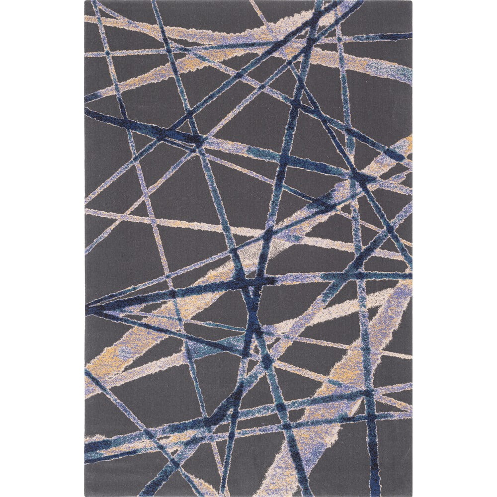 Sötétkék gyapjú szőnyeg 200x300 cm Sticks – Agnella