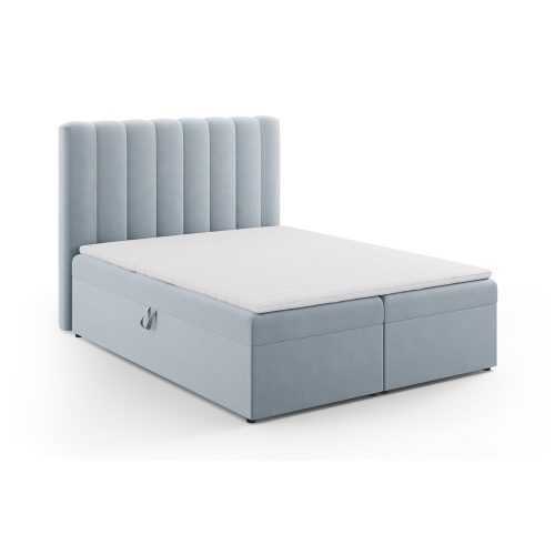 Világoskék boxspring ágy tárolóhellyel 160x200 cm Gina – Milo Casa