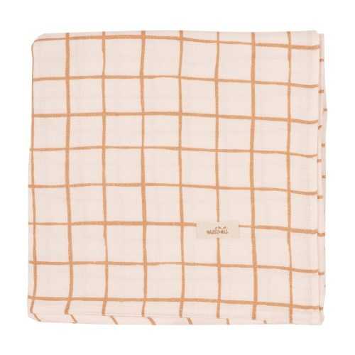 Bézs bambusz pólya takaró 120x120 cm Camel Check – Malomi Kids