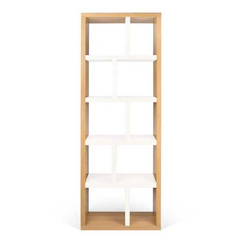 Fehér-natúr színű könyvespolc tölgyfa dekorral 70x198 cm Berlin – TemaHome