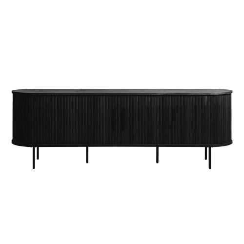 Fekete TV-állvány tölgyfa dekorral 56x180 cm Nola – Unique Furniture