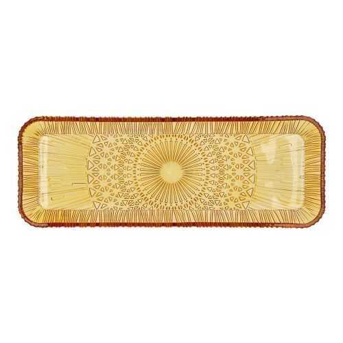 Narancssárga üveg szervírozó tányér 14x38 cm Kusintha – Bitz