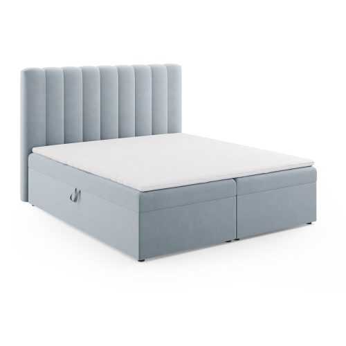 Világoskék boxspring ágy tárolóhellyel 180x200 cm Gina – Milo Casa