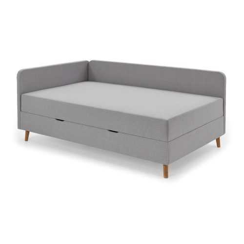 Világosszürke kárpitozott egyszemélyes ágy tárolóhellyel 120x200 cm Cabana – Meise Möbel