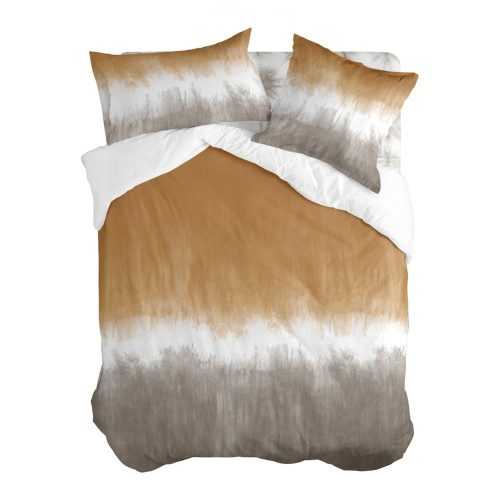 Fehér-barna egyszemélyes pamut paplanhuzat 140x200 cm Tie dye – Blanc