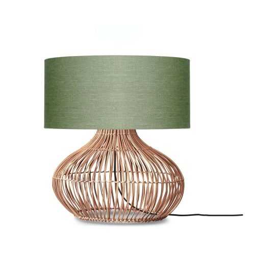 Zöld-natúr színű asztali lámpa textil búrával (magasság 60 cm) Kalahari – Good&Mojo
