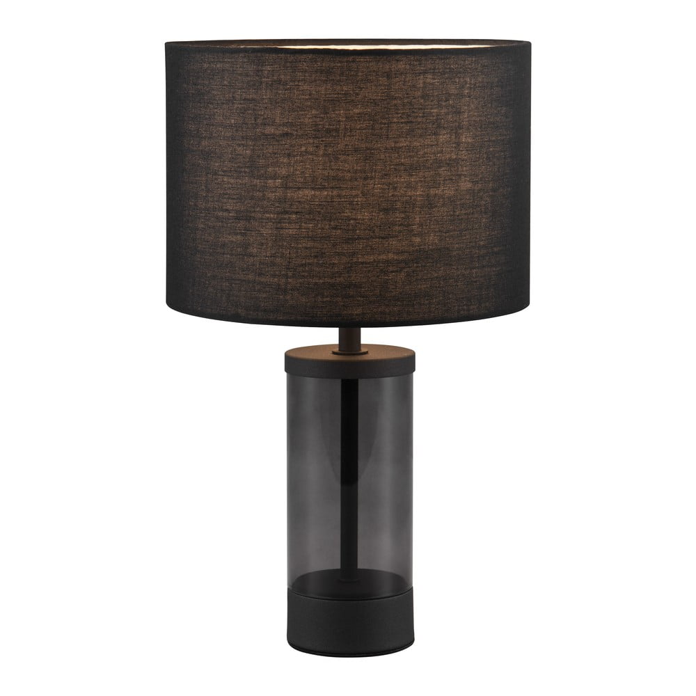 Fekete asztali lámpa textil búrával (magasság 33
