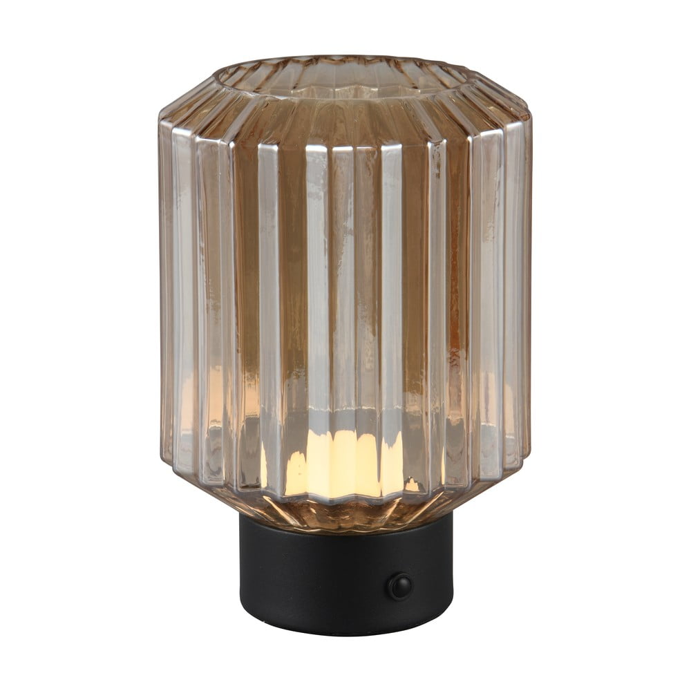 Fekete-bézs LED dimmelhető asztali lámpa üveg búrával (magasság 19
