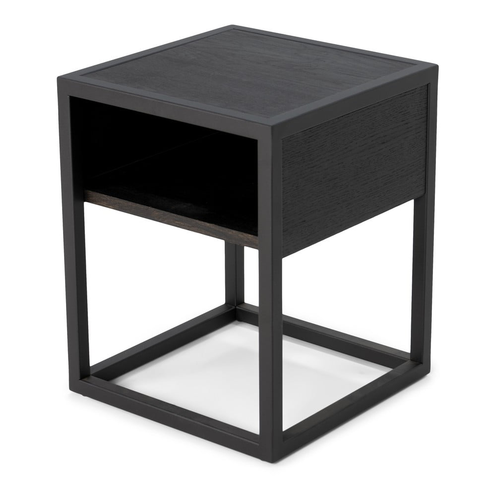 Fekete éjjeliszekrény tölgyfa asztallappal Diva – Spinder Design