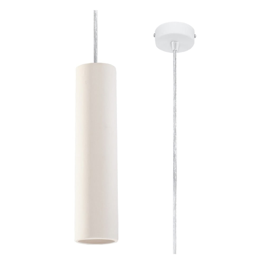 Fehér függőlámpa kerámia lámpaernyővel ø 8 cm Santana – Nice Lamps