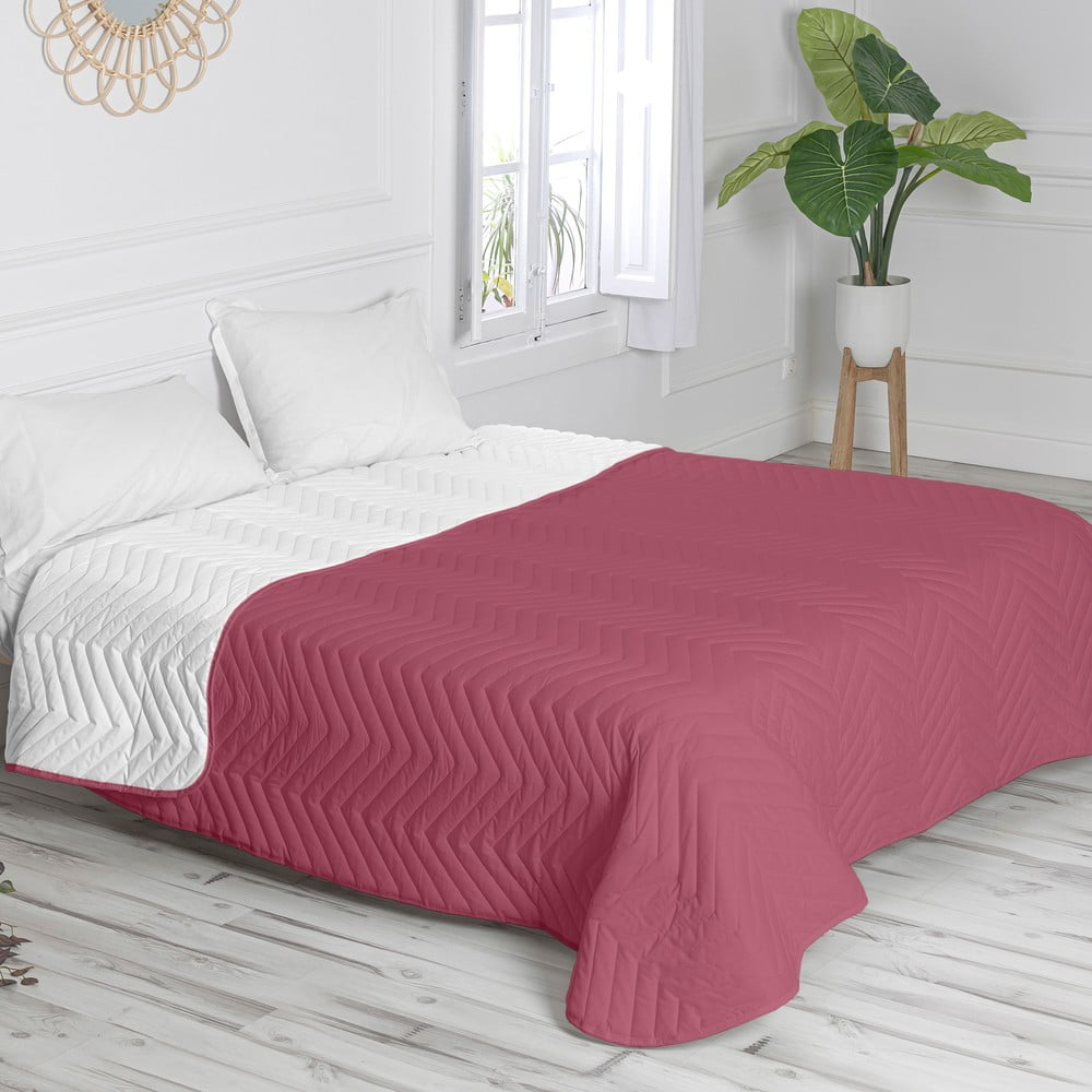 Fehér-rózsaszín pamut steppelt ágytakaró 240x260 cm Arista – Happy Friday