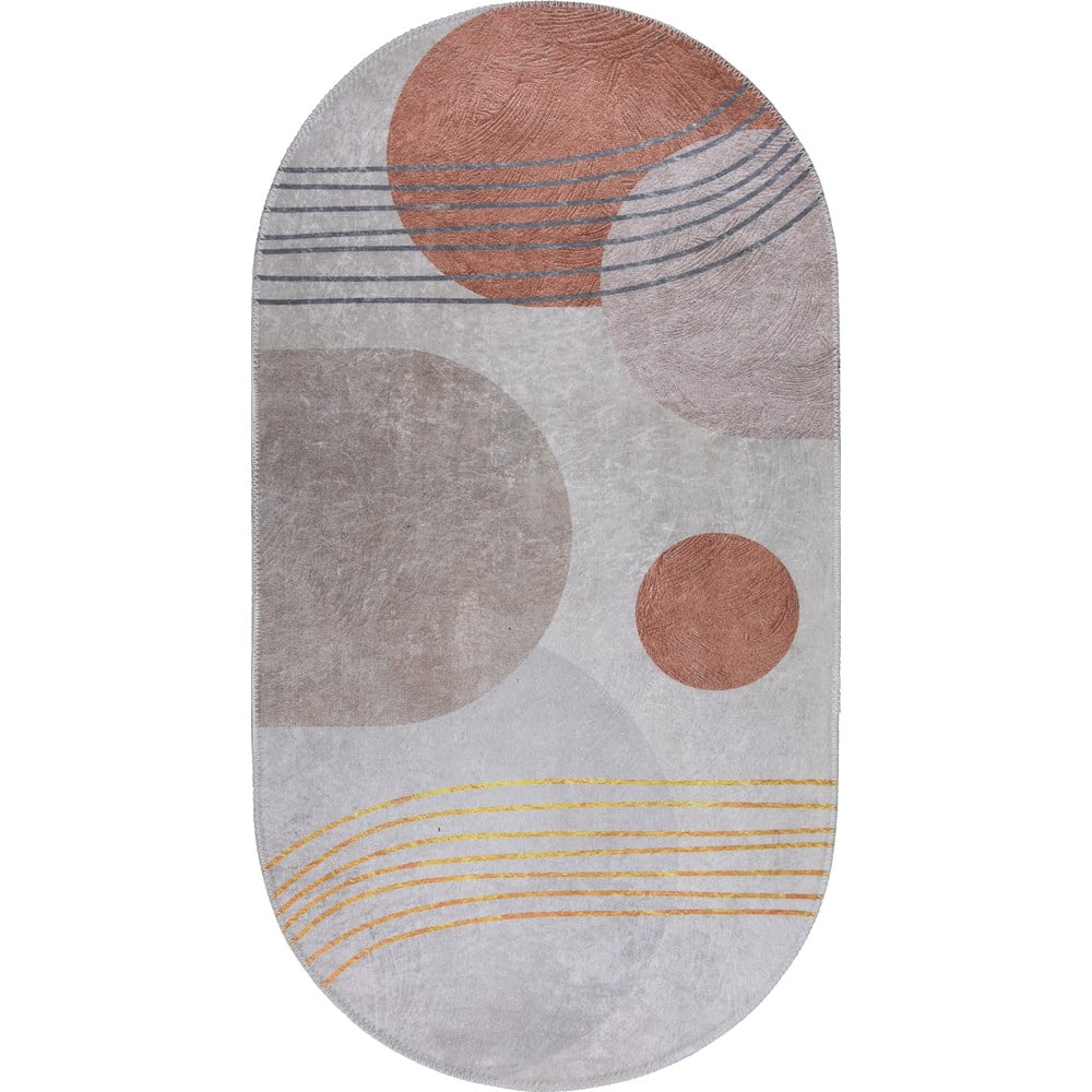 Narancssárga-krémszínű mosható szőnyeg 60x100 cm Oval – Vitaus