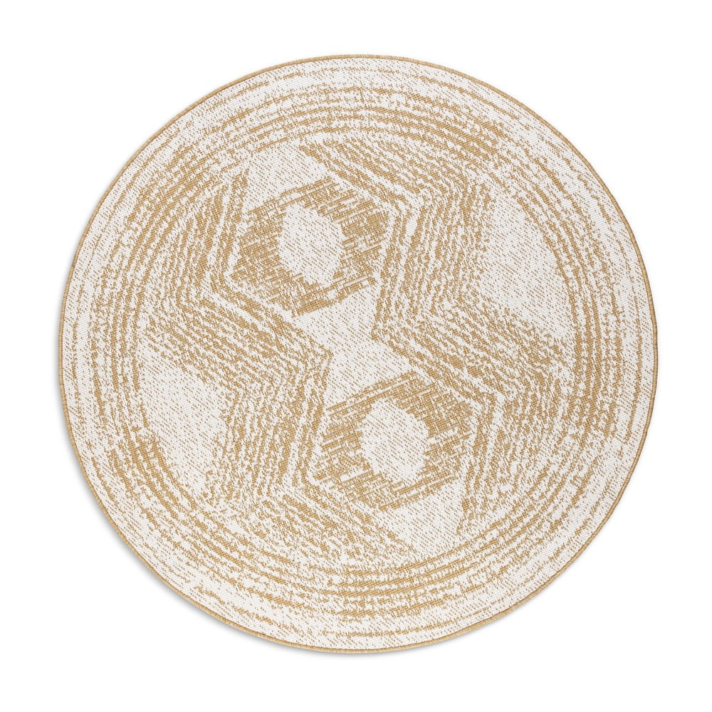 Okkersárga-krémszínű kerek kültéri szőnyeg ø 200 cm Gemini – Elle Decoration